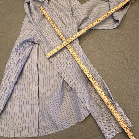 Lands End Shirt Womens Sz 4 No Iron Supima Button Up Plus Blue White Stripe - Picture 8 of 12